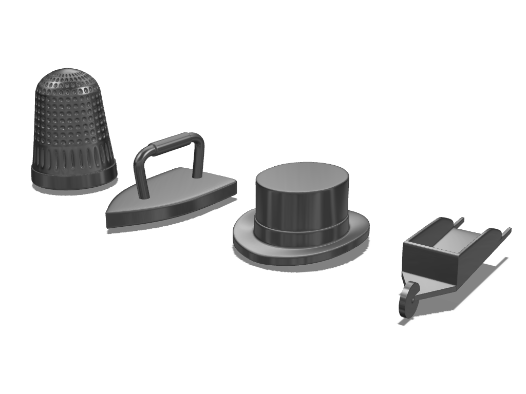 Monopoly Player Tokens - part 1. - 3D design by Jakub Moravec on Jan 16, 2017 Monopoly Player Tokens - part 1. - 3D design by Jakub Moravec on Jan 16, 2017