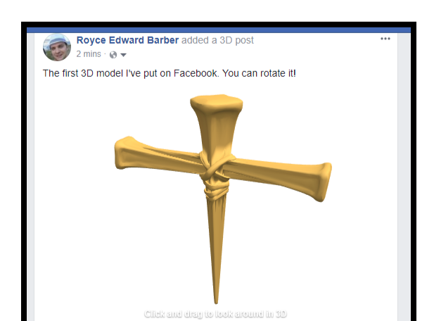 cross for facebook - 3D design by Royce Edward Barber on Feb 28, 2018 cross for facebook - 3D design by Royce Edward Barber on Feb 28, 2018