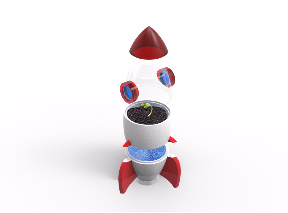 Rocket Planter with Automatic Watering - 3D design by Joey de Vries Sep 17, 2017 Rocket Planter with Automatic Watering - 3D design by Joey de Vries Sep 17, 2017